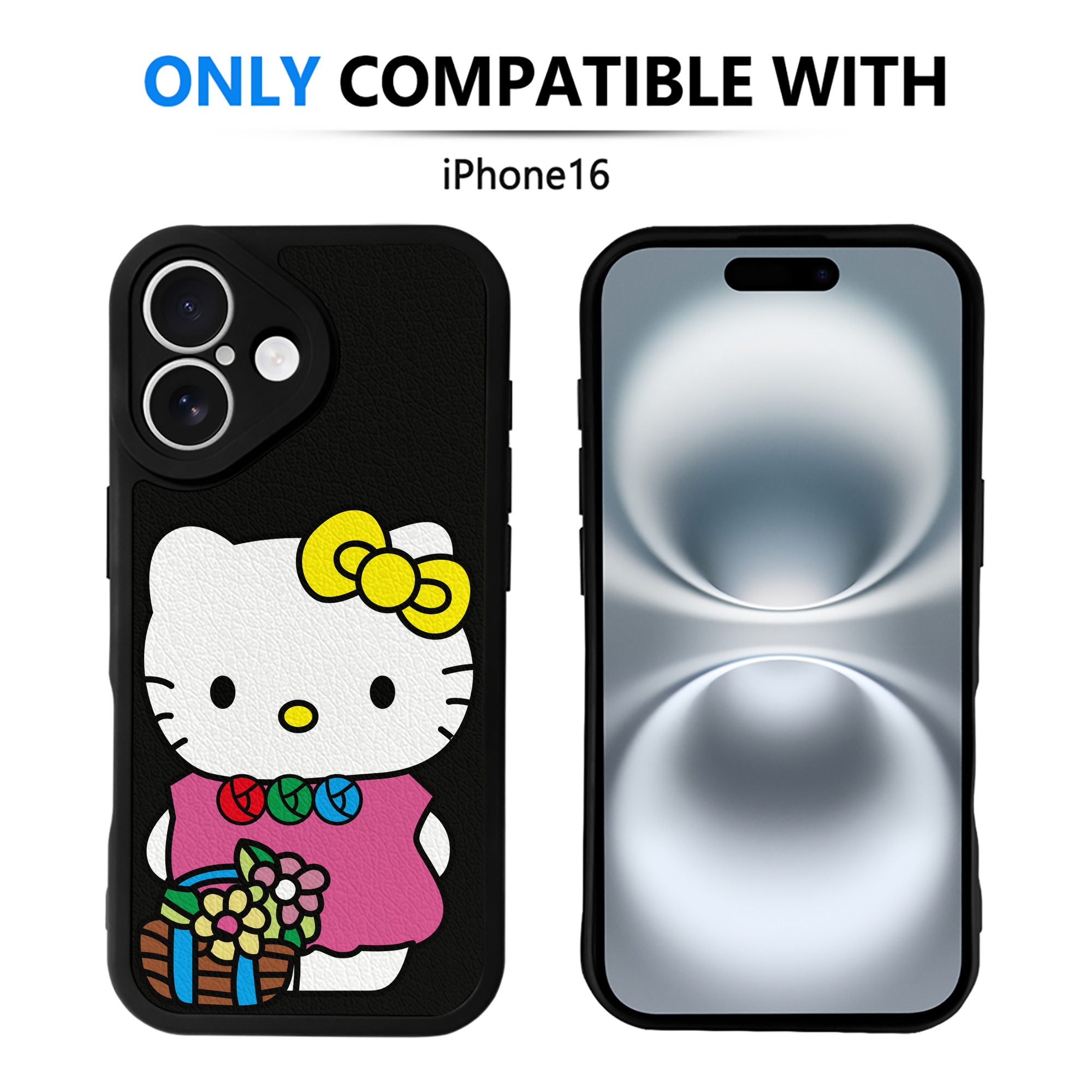（画像用） Hello Kitty ハローキティ 【iPhone 16シリーズ対応】シリコンスマホケース（レザー調） 材質：シリコン